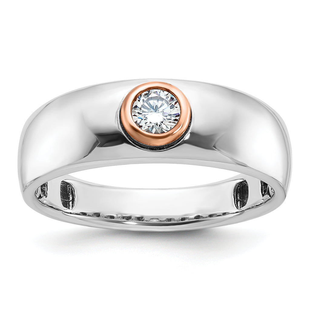 14k Two-tone White/Rose Gold Mens Diamond Ring Mounting, Mounting Only - Sophia Jewelers