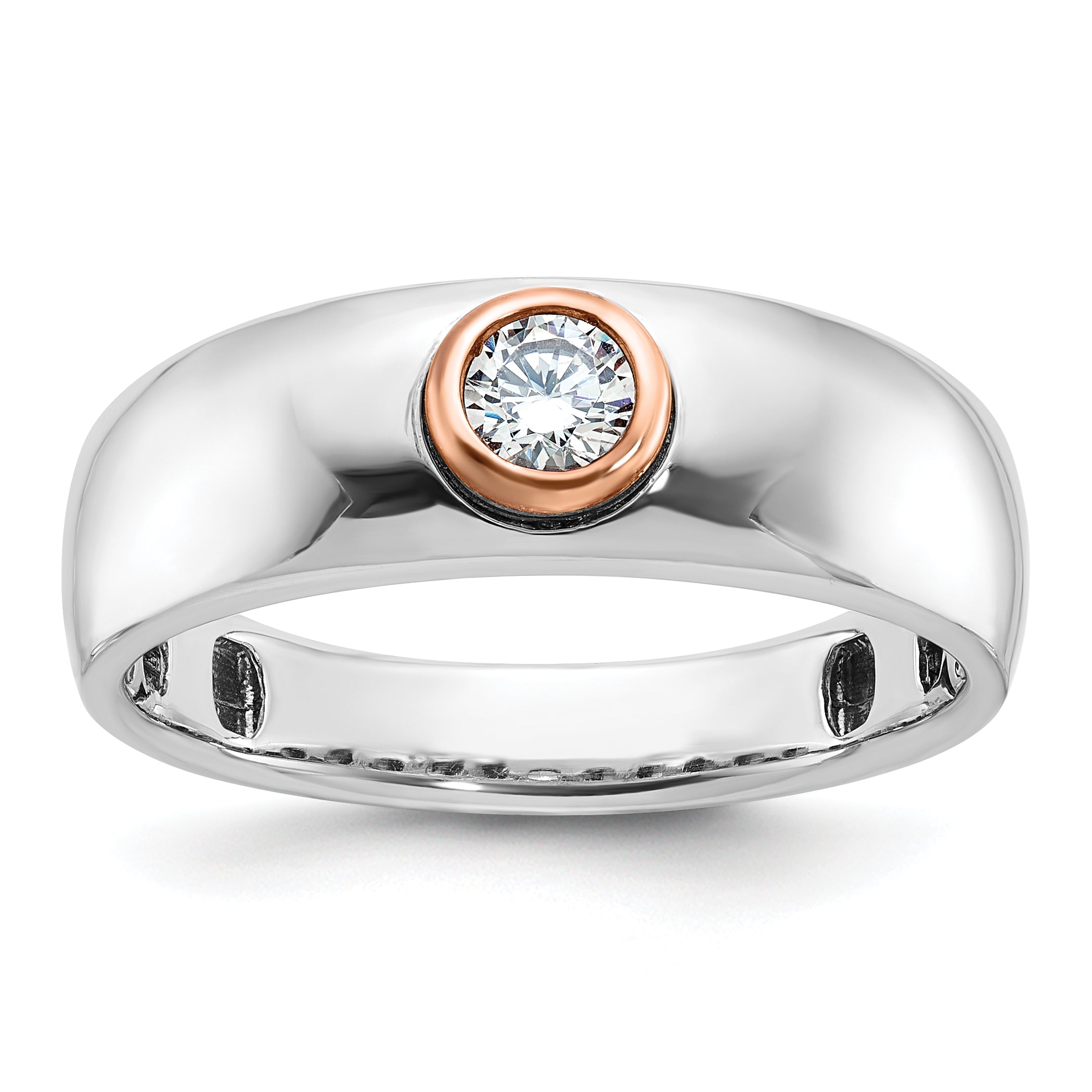 14k Two-tone White/Rose Gold Mens 1/4 carat Diamond Complete Ring - Sophia Jewelers