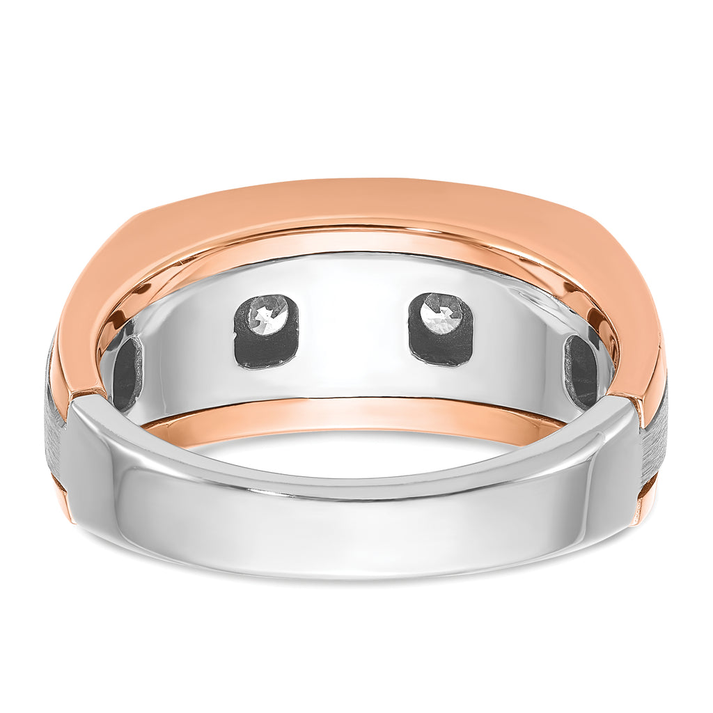 14k White and Rose Gold Men's Polished and Satin 5-Stone 1 Carat AA Quality Diamond Ring - Sophia Jewelers