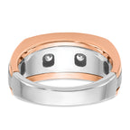 14k White and Rose Gold Men's Polished and Satin 5-Stone Ring Mounting, Mounting Only - Sophia Jewelers