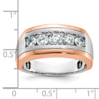 14k White and Rose Gold Men's Polished and Satin 5-Stone 1 Carat AA Quality Diamond Ring - Sophia Jewelers