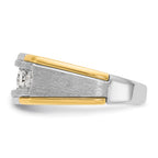 14k Two-tone Men's Polished Satin and Grooved 5-Stone Ring Mounting, Mounting Only - Sophia Jewelers