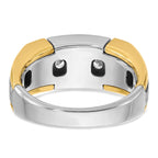 14k Two-tone Men's Polished Satin and Grooved 5-Stone Ring Mounting, Mounting Only - Sophia Jewelers