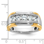 14k Two-tone Men's Polished Satin and Grooved 5-Stone Ring Mounting, Mounting Only - Sophia Jewelers