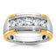 14k Two-tone Men's Polished Satin and Grooved 5-Stone 1 Carat AA Quality Diamond Ring - Sophia Jewelers