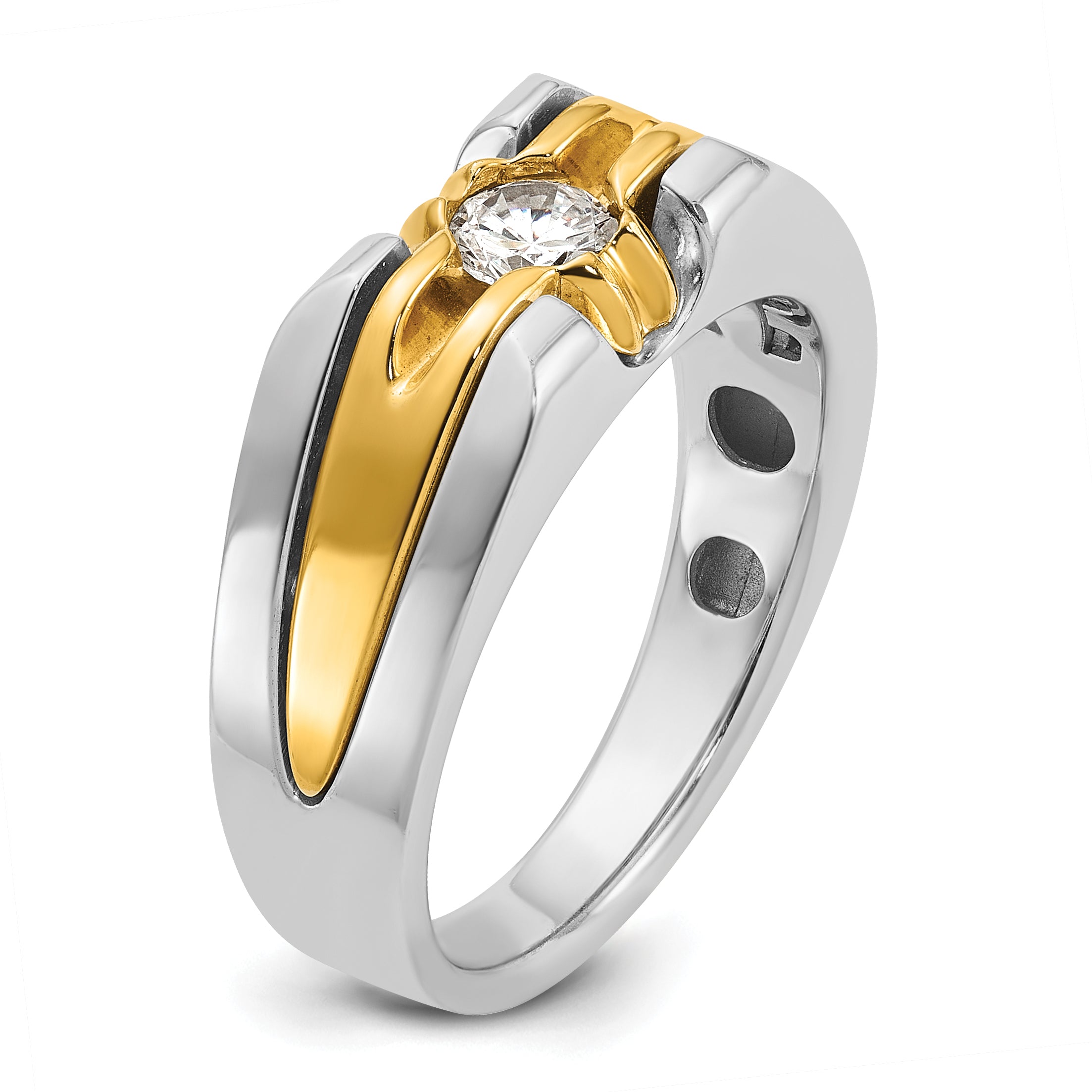 14k Two-tone Mens 3/8 carat Diamond Complete Ring - Sophia Jewelers