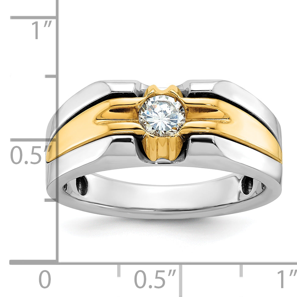 14k Two-tone Mens 3/8 carat Diamond Complete Ring Secondary image