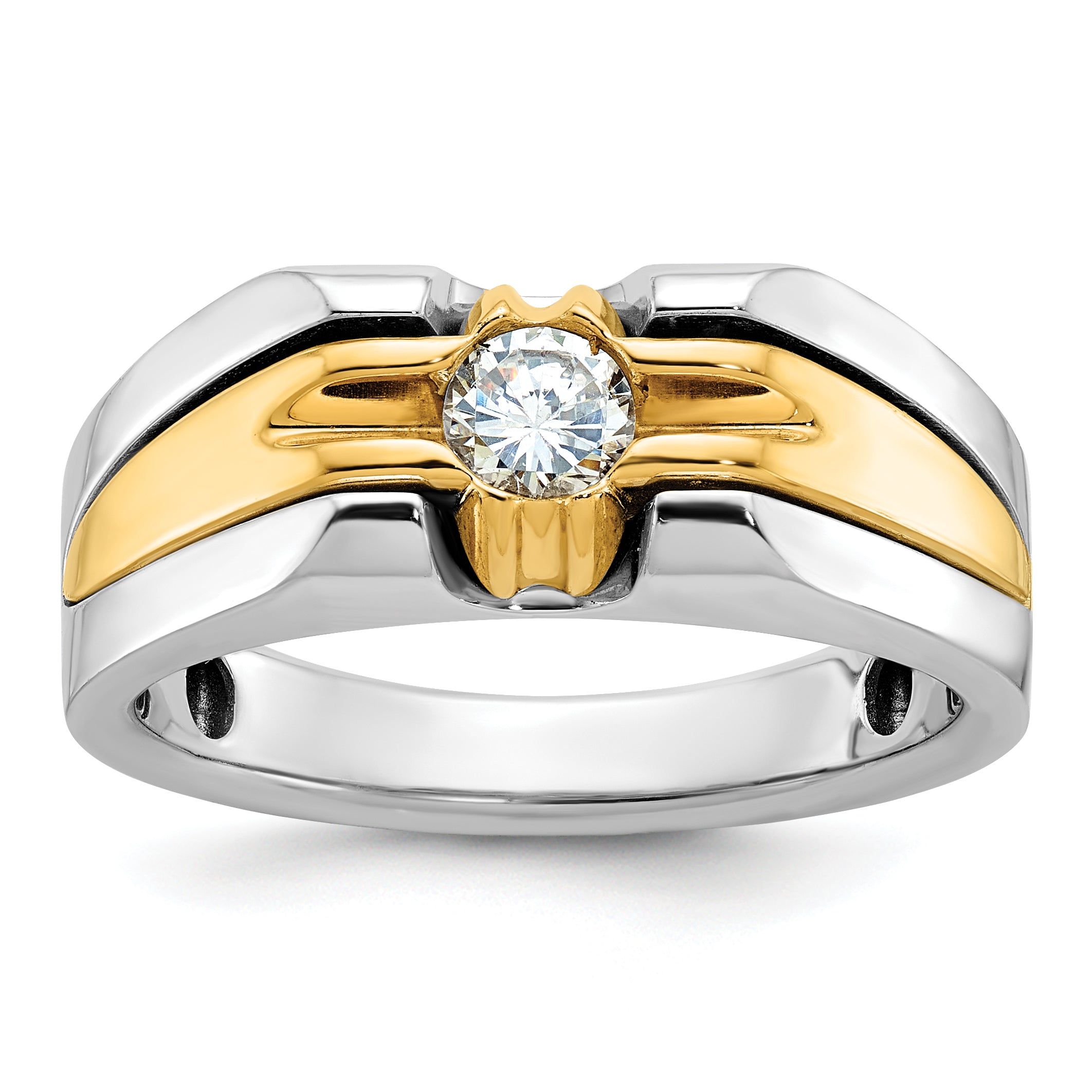 14k Two-tone Mens Diamond Ring Mounting, Mounting Only - Sophia Jewelers