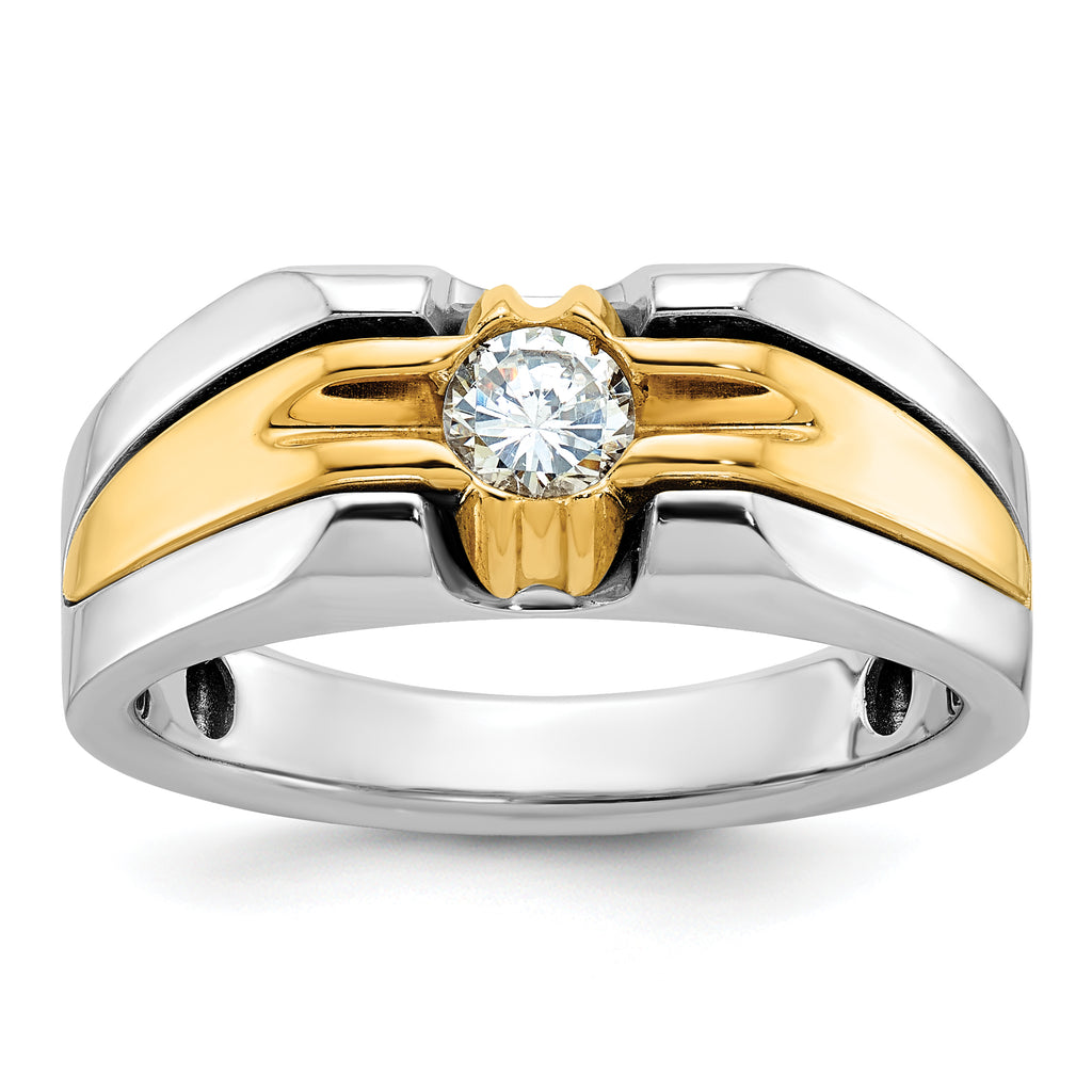 14k Two-tone Mens 3/8 carat Diamond Complete Ring - Sophia Jewelers