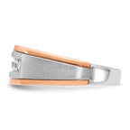14k White and Rose Gold Mens Polished Satin and Grooved 5-Stone Ring Mounting, Mounting Only - Sophia Jewelers