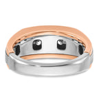 14k White and Rose Gold Mens Polished Satin and Grooved 5-Stone Ring Mounting, Mounting Only - Sophia Jewelers
