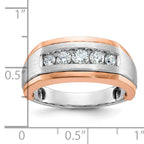14k White and Rose Gold Men's Polished Satin and Grooved 5-Stone 1/2 Carat AA Quality Diamond Ring - Sophia Jewelers