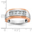 14k White and Rose Gold Men's Polished Satin and Grooved 5-Stone 1/2 Carat AA Quality Diamond Ring - Sophia Jewelers
