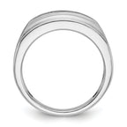 10k White Gold with Black Rhodium Men's Polished Satin and Grooved 5-Stone 1/2 Carat A Quality Diamond Ring