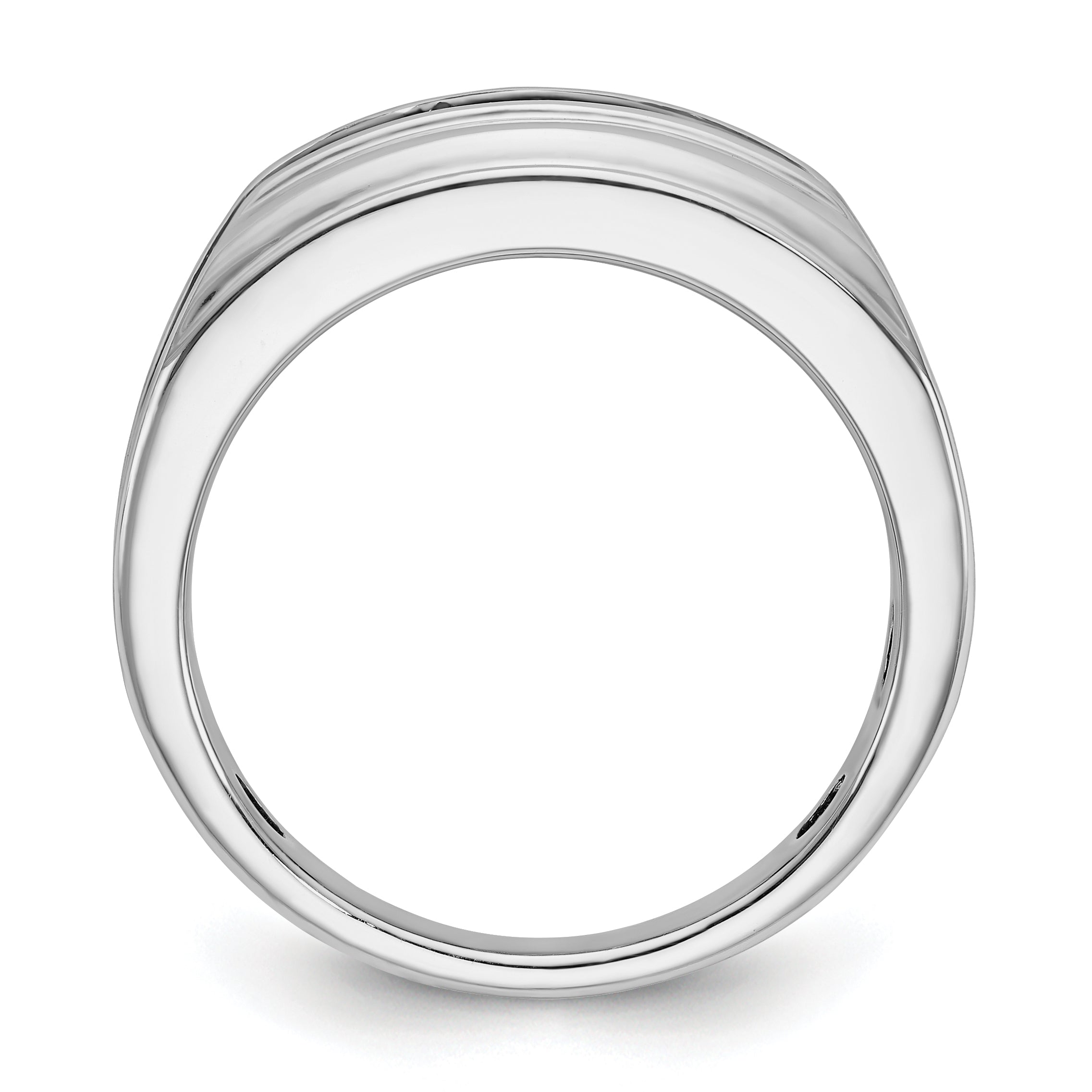 10k White Gold with Black Rhodium Men's Polished Satin and Grooved 5-Stone 1/2 Carat A Quality Diamond Ring
