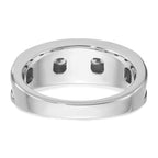 14k White Gold with Black Rhodium Men's Polished Satin and Grooved 5-Stone 1/2 Carat AA Quality Diam - Sophia Jewelers