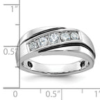 10k White Gold with Black Rhodium Men's Polished Satin and Grooved 1/2 Carat A Quality Diamond Ring