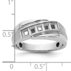 14k White Gold Polished Satin and Grooved 5-Stone Mens Ring Mounting, Mounting Only - Sophia Jewelers