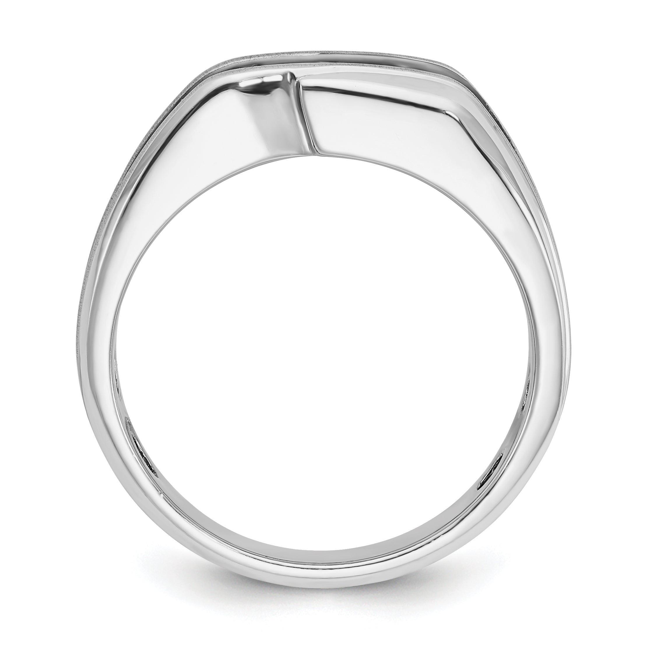 14k White Gold with Black Rhodium Men's Polished Satin and Grooved 3-Stone 1/2 Carat Lab Grown Diamond Ring - Sophia Jewelers