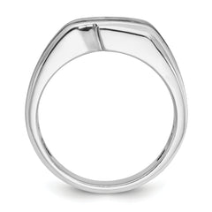 14k White Gold with Black Rhodium Men's Polished Satin and Grooved 3-Stone 1/2 Carat Lab Grown Diamond Ring - Sophia Jewelers