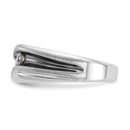 14k White Gold with Black Rhodium Men's Polished Satin and Grooved 3-Stone 1/2 Carat AA Quality Diam - Sophia Jewelers