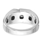 14k White Gold Men's Polished Satin and Grooved 3-Stone Ring Mounting, Mounting Only - Sophia Jewelers