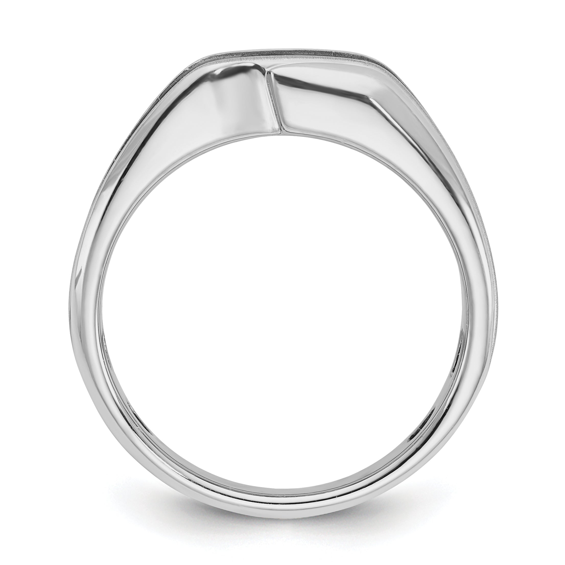 14k White Gold with Black Rhodium Men's Polished Satin and Grooved Solitaire 1/5 Carat Lab Grown Diamond Ring - Sophia Jewelers