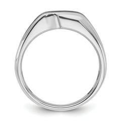 14k White Gold with Black Rhodium Men's Polished Satin and Grooved Solitaire 1/5 Carat Lab Grown Diamond Ring - Sophia Jewelers