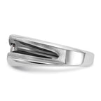 14k White Gold with Black Rhodium Men's Polished Satin and Grooved Solitaire 1/5 Carat AA Quality Di - Sophia Jewelers