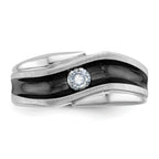 14k White Gold Men's Polished Satin and Grooved Solitaire Ring Mounting, Mounting Only - Sophia Jewelers