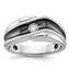 14k White Gold with Black Rhodium Men's Polished Satin and Grooved Solitaire 1/5 Carat AA Quality Di - Sophia Jewelers