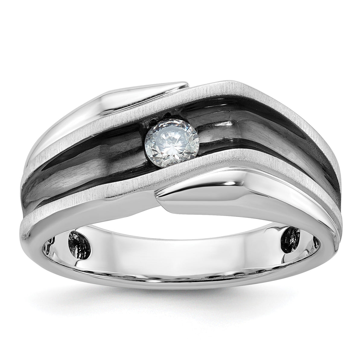 Men's Lab-Grown Diamond Ring in 14K White Gold with Black Rhodium (1/5 ct. tw.), Size 10 - Sophia Jewelers Main image