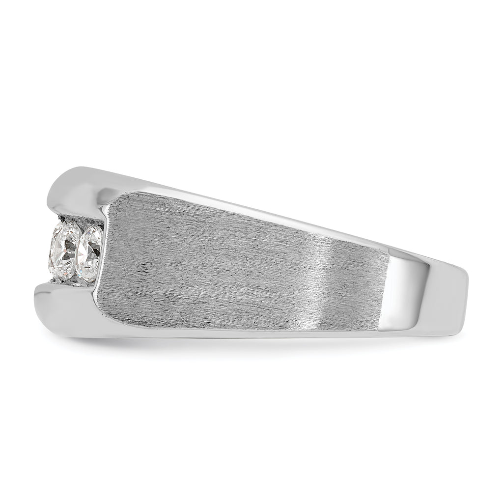 14k White Gold Men's Polished and Satin 5-Stone Ring Mounting, Mounting Only - Sophia Jewelers