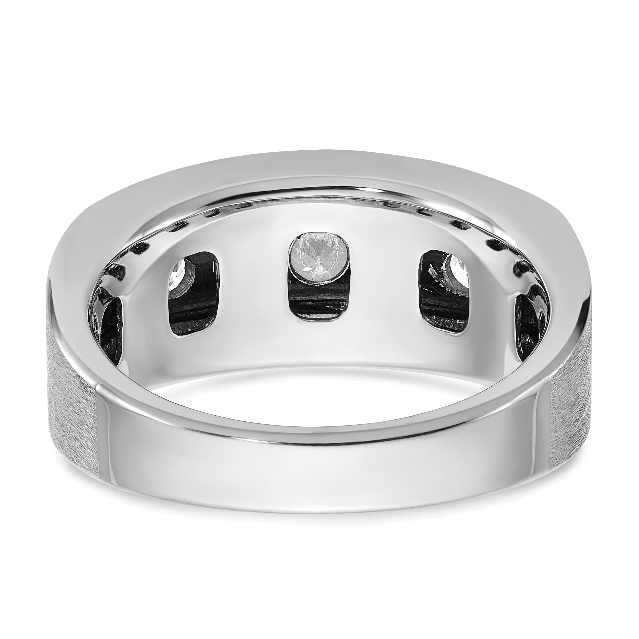 14k White Gold Men's Polished and Satin 5-Stone 1 Carat AA Quality Diamond Ring - Sophia Jewelers