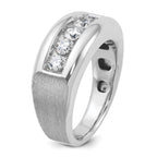 14k White Gold Men's Polished and Satin 5-Stone Ring Mounting, Mounting Only - Sophia Jewelers