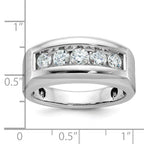 14k White Gold Men's Polished and Satin 5-Stone Ring Mounting, Mounting Only - Sophia Jewelers