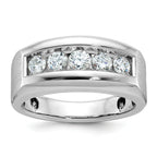 14k White Gold Men's Polished and Satin 5-Stone Ring Mounting, Mounting Only - Sophia Jewelers