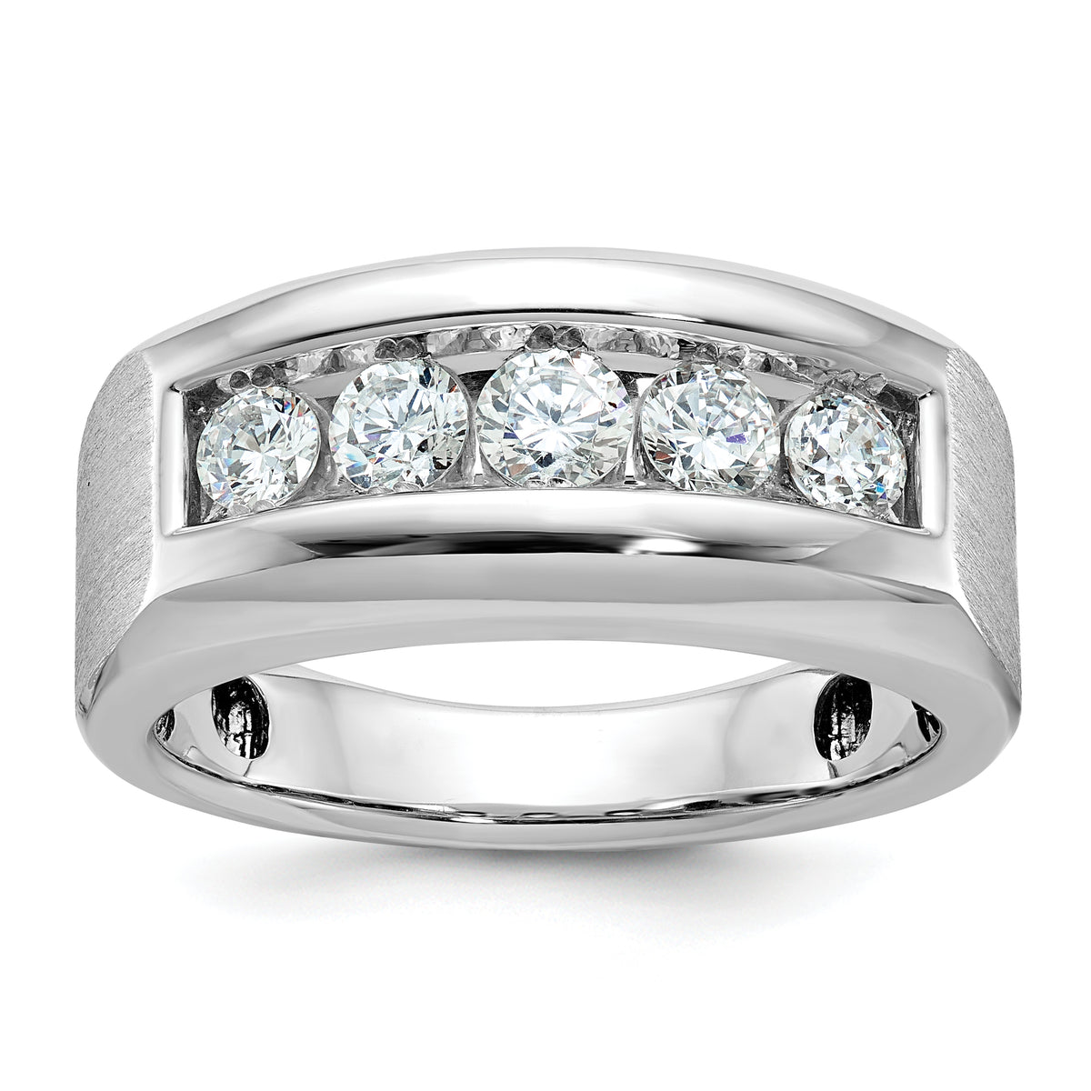 14k White Gold Men's Polished/Satin Lab Grown VS/SI FGH Dia Ring - Sophia Jewelers