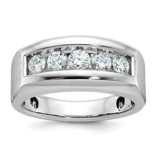Men's Five Stone Lab-Grown Diamond Ring in 14K White Gold (1 ct. tw.), Size 10 - Sophia Jewelers