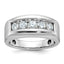 14k White Gold Men's Polished and Satin 5-Stone 1 Carat AA Quality Diamond Ring - Sophia Jewelers