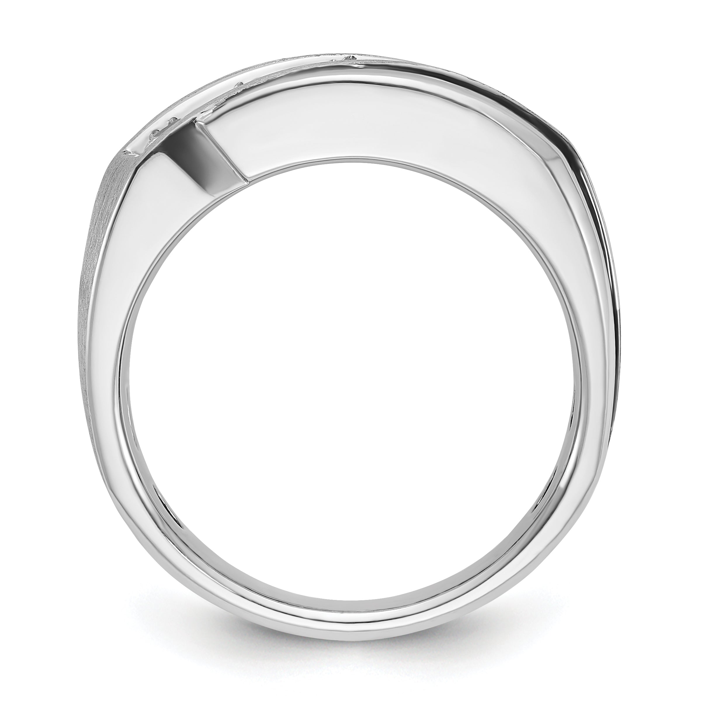 10k White Gold with Black Rhodium Men's Polished Satin and Grooved 1 Carat A Quality Diamond Ring