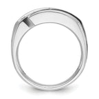 10k White Gold with Black Rhodium Men's Polished Satin and Grooved 1 Carat A Quality Diamond Ring