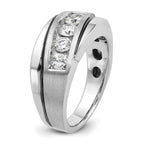 10k White Gold with Black Rhodium Men's Polished Satin and Grooved 1 Carat A Quality Diamond Ring