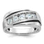 10k White Gold with Black Rhodium Men's Polished Satin and Grooved 1 Carat A Quality Diamond Ring