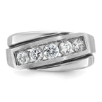 14k White Gold with Black Rhodium Mens Polished Satin and Grooved 5-Stone 1 Carat AA Diamond Ring - Sophia Jewelers