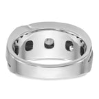 14k White Gold Mens Polished Satin and Grooved 5-Stone Ring Mounting, Mounting Only - Sophia Jewelers