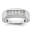 14k White Gold 1 carat Lab Grown Diamond VS/SI+ G+ Five Stone Complete Polished and Satin Men's Ring