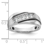 14k White Gold with Black Rhodium 1 carat Lab Grown Diamond VS/SI+ G+ Complete Polished Satin and Grooved Men's Ring