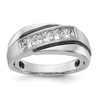 14k White Gold with Black Rhodium 1 carat Lab Grown Diamond VS/SI+ G+ Complete Polished Satin and Grooved Men's Ring