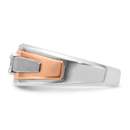 14k Two-tone White/Rose Gold Mens Satin Diamond Ring Mounting, Mounting Only - Sophia Jewelers